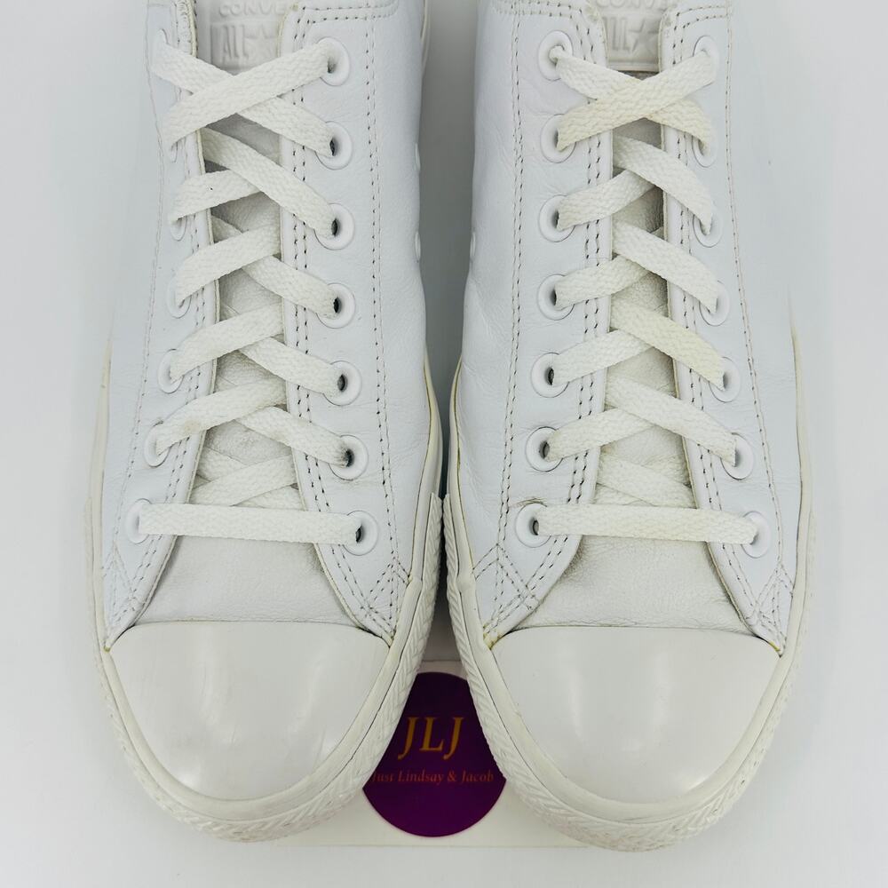 Converse Men's Chuck Taylor All Star Mono White Leather Sneakers 136823C Size 10 - Picture 4 of 11